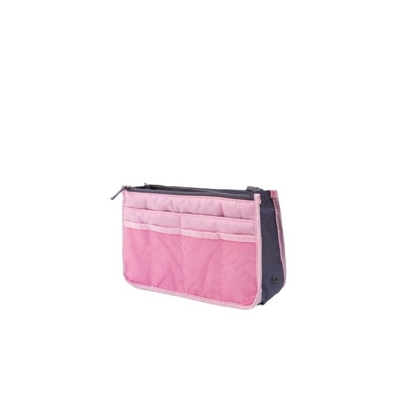 Multicolor Polyester Travel Makeup Bag With Double Zippers For Organizing Cosmetics And Toiletries