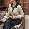 TikTok Europe 2026 Autumn/Winter Women's Color Block Polo Collar Knit Sweater