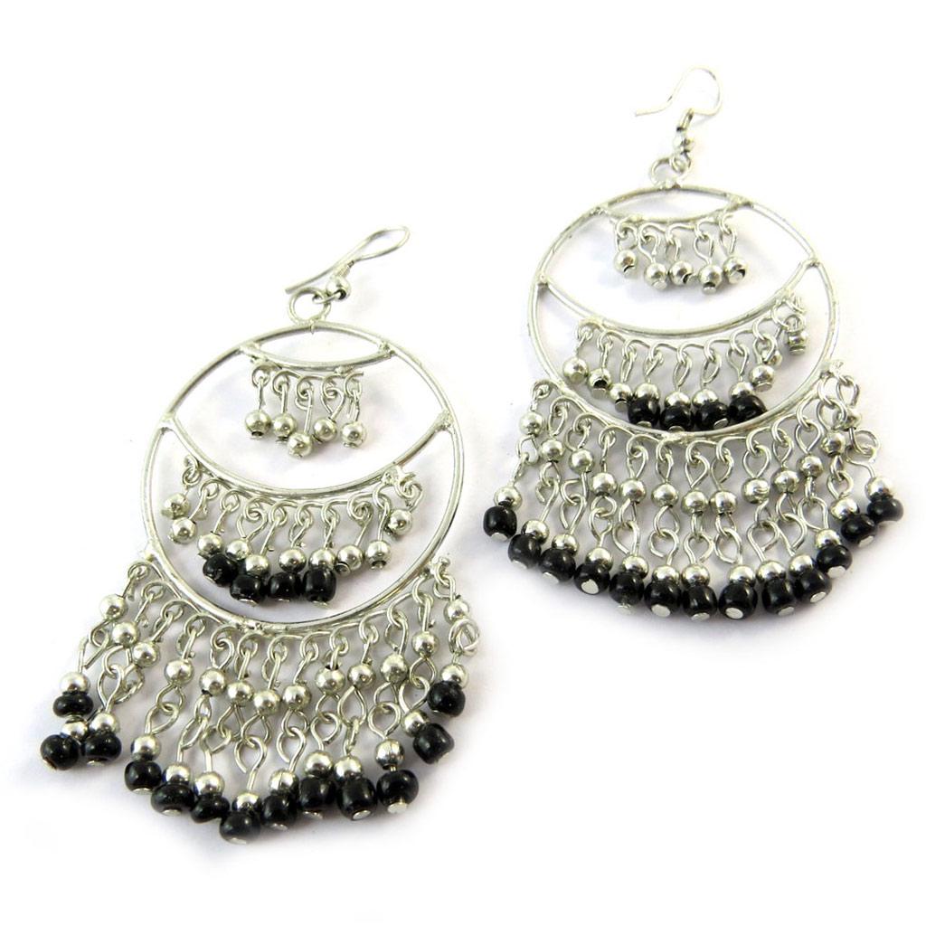 Les Trésors De Lily [N8352] - Boucles Créateur 'Kilimanjaro' noir argenté