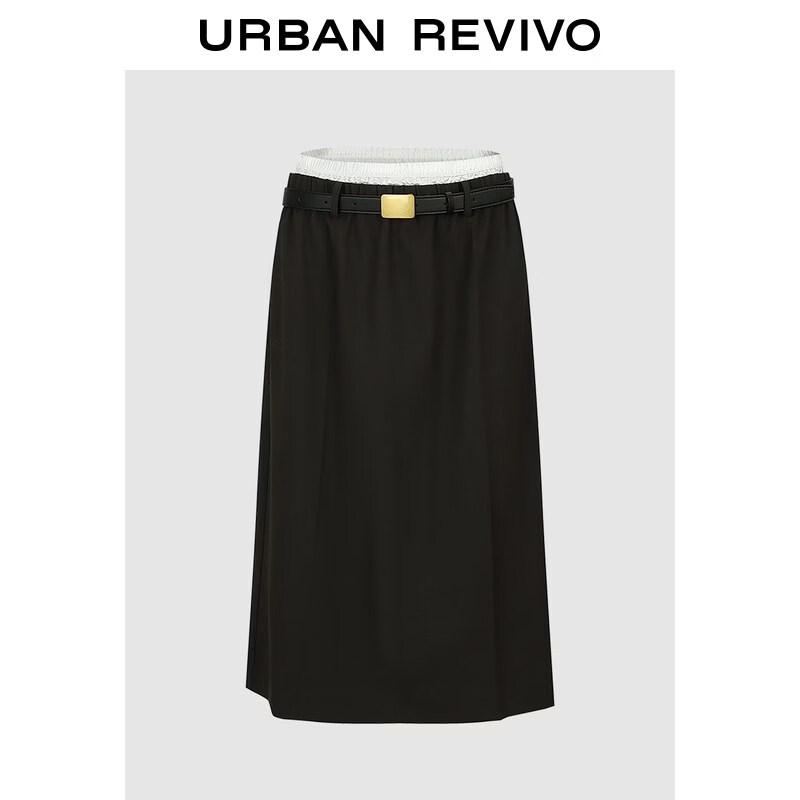 UR2026 Women s Spliced Waist Metal Buckle Skirt S