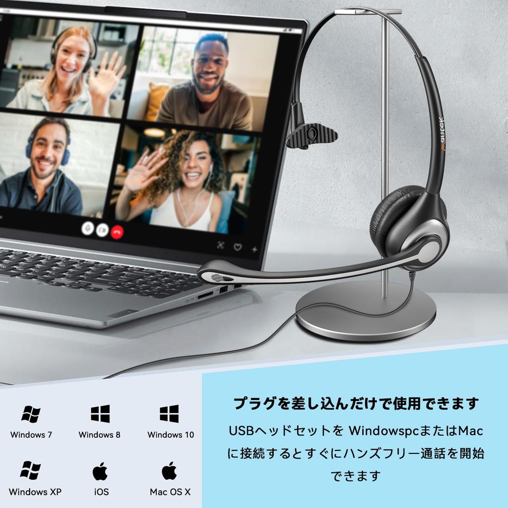 Wantek USB Single with Microphone and Online Wired PC Headphones for Web Remote and Call Clear and Super Includes Connection for Invoice Type-C 3.5mm