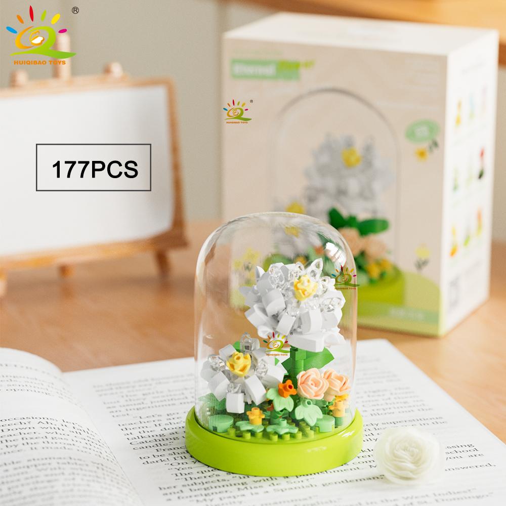 Non-Toxic Moc Flower Display Box Micro Building Block Rose Succulent Mini 3D Diamond Model Brick Toy For Children Desk Decoration