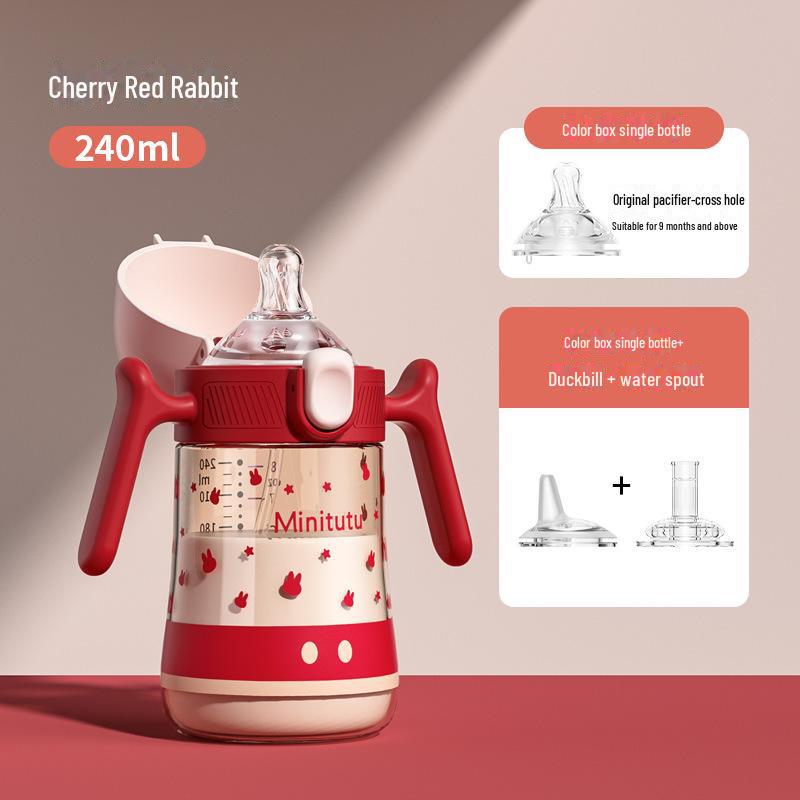 

Бутылка Minitutu с широким горлом, температурно-чувствительной шкалой, откидной крышкой, защитой от падения, метеоризма и присоской-утконосом