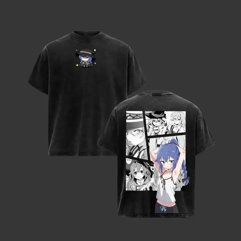 Hot Anime Mushoku Tensei Roxy Graphic Tee Men Women Loose Clothing Washed Cotton Tshirt Casual T-shirt Harajuku Vintage T Shirt