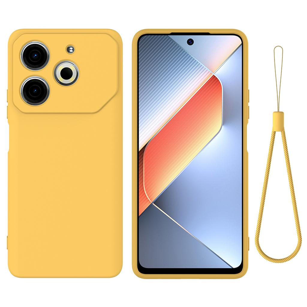 For TECNO Pova 6 Neo Case Anti-Drop Liquid Silicone Phone Cover with Strap