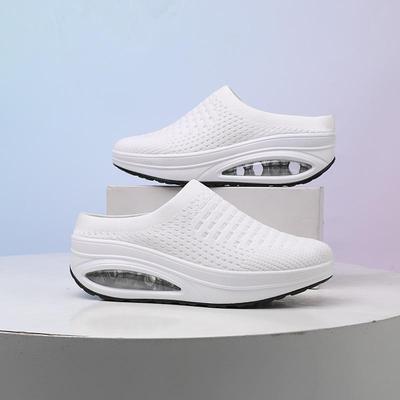 Duży Rozmiar Buty Damskie Latające Tkane Buty Damskie Podwyższające Lekkie i Oddychające Poduszka Powietrzna Buty dla Matki Platforma Pielęgniarskie Rocking Buty Podróżne