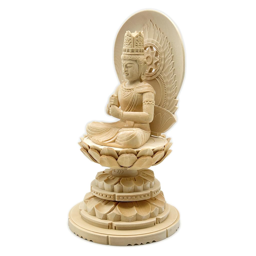 HU Trading Buddha Statue, Dainichi Nyorai, 2.0 inches (total height 18cm, width 10cm, depth 9cm), Vajrayana, circular halo, circular base, made of
