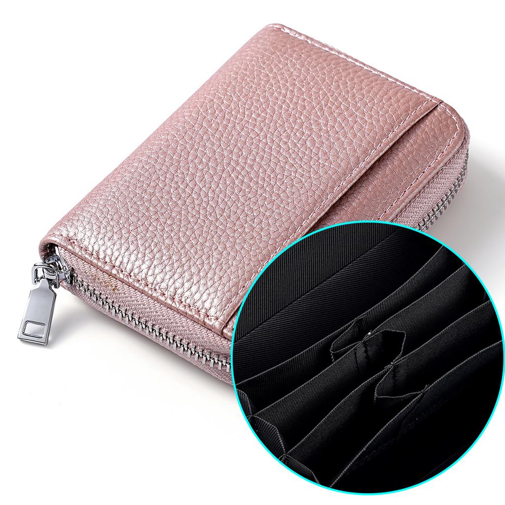 Multi-Compartment RFID Blocking Leather Coin Purse, Japanese Style Zipper Change Wallet with Card Slots, New Women Small Wallet