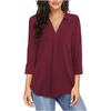 BITCED Women's Fashion Casual Solid Color Print Long Sleeve POLO Neck Blouses & Shirts