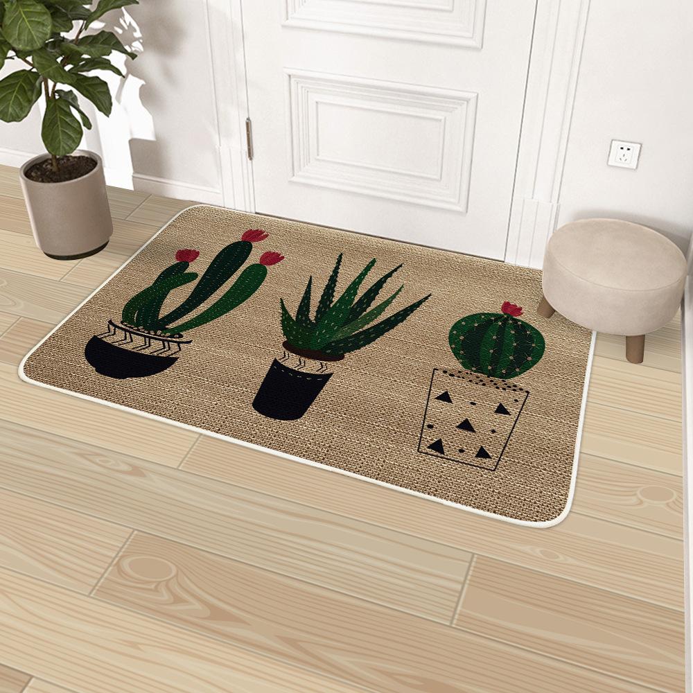 Linen Carpet Floor Mat, Door Mat, Kitchen Non Slip Rubber Foot Mat, Bathroom Door Mat Absorbent Pad