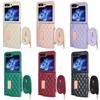 Lanyard Cards Solt Leather Wallet Case for Samsung Galaxy Z Flip 6 5 4 3 5G Flip6 Flip5 Strap Diamond Triple Fold Purse Cover