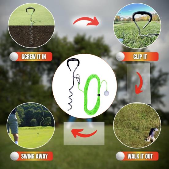 Golf Training Tools for Drivers Irons Golf Swing Training Aid 50ft Rope of Ball Flight Feedback for Beginners To Practice Swing In Backyard