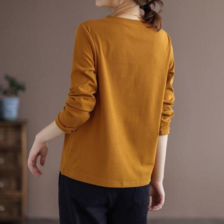 Streetwear Women Long Sleeve Top Solid Color Neck Tshirt Bottoming