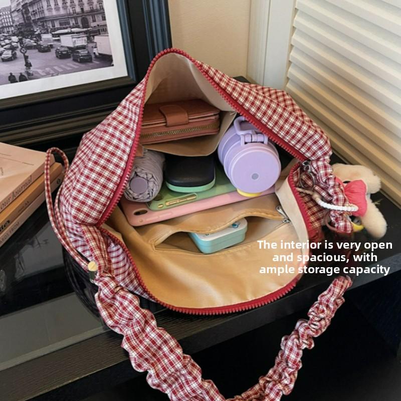 New Trendy Plaid Crossbody Bags for Women Large Capacity Tote Shoulder Bag Fashi Lazy Style Versatile Texture Storage Bags