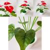 Faux Red Anthurium Plant With Realistic Leaves For Outdoor And Photography Props