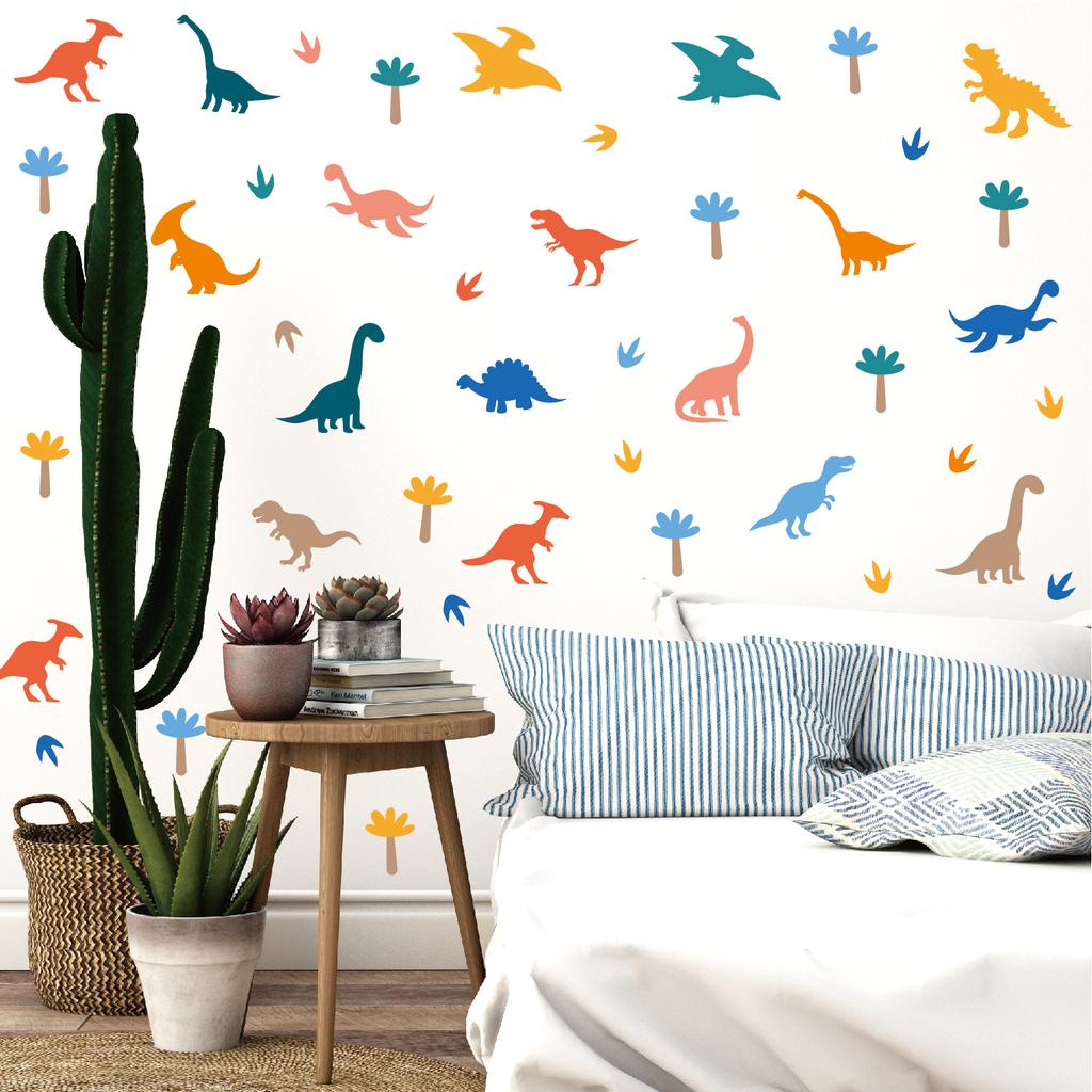 Dinosaur wall stickers cute cartoon anti-collision self-adhesive kindergarten baby wardrobe children's room decoration self-adhesive wall stickers