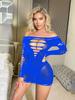 Long Sleeve Hip Wrap Skirt Sex Underwear Mesh Sexy Pajamas Backless Tights