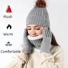 3Pcs/Set Plush Lining Knit Beanie Snood Set Warm Scarf Neck Warmer  for Men Women