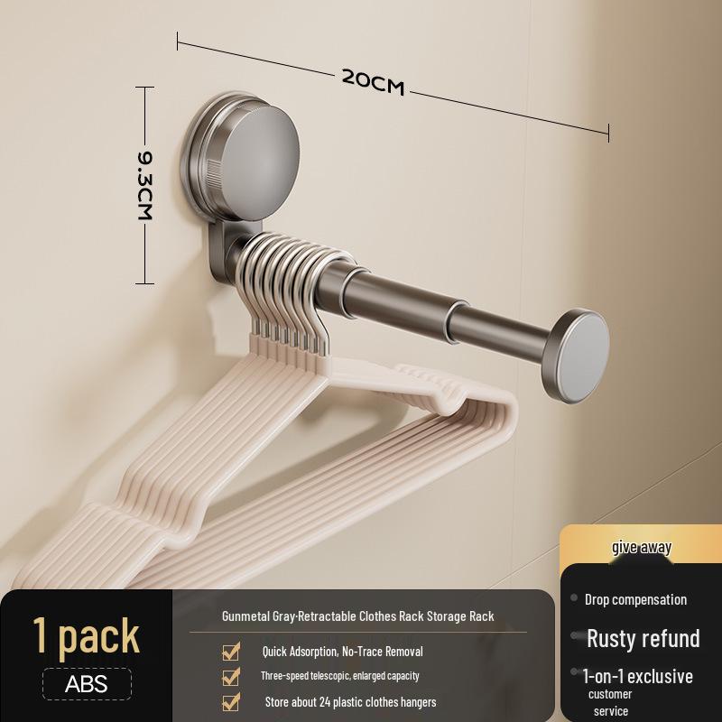 Retractable No-Drill Suction Cup Clothes Rack for Bathroom and Balcony