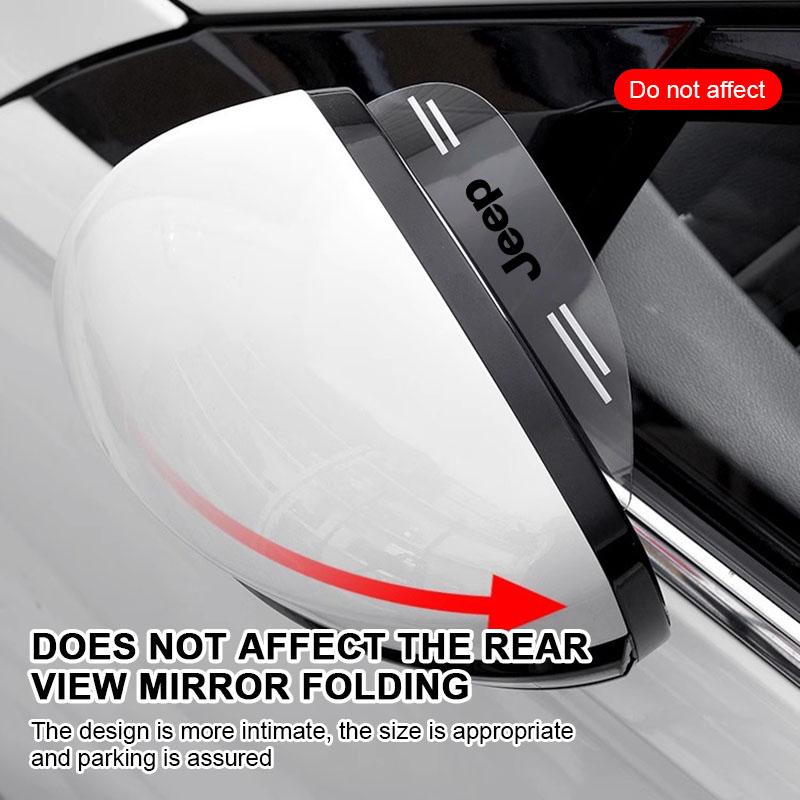 2Pcs Car Rear View Mirror Sticker Rain Eyebrow Auto Side Mirror RainProof Cover For Jeep Renegade Wrangler JK JL Grand Cherokee Compass Patriot etc