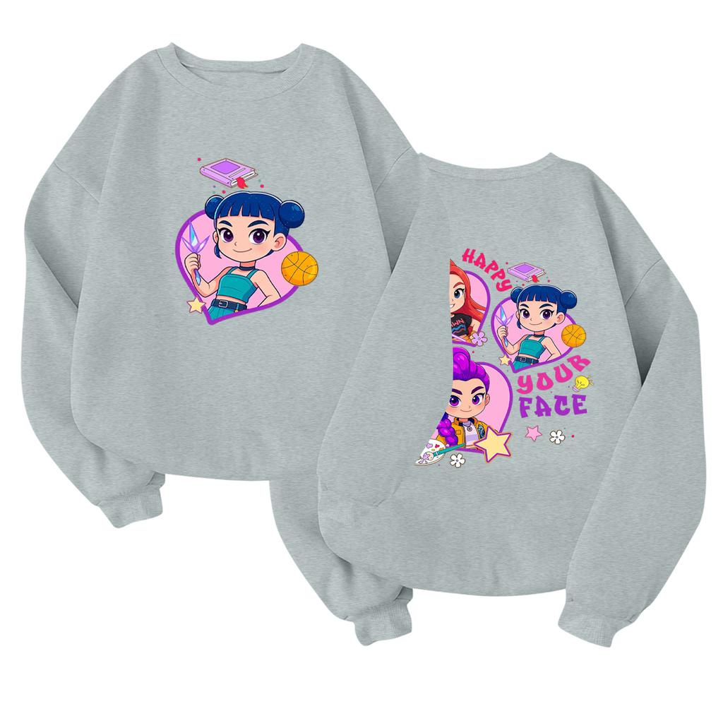 Children's Fashionable Lightweight Long-sleeved Round Neck Pullover With Pockets Printed Pullover