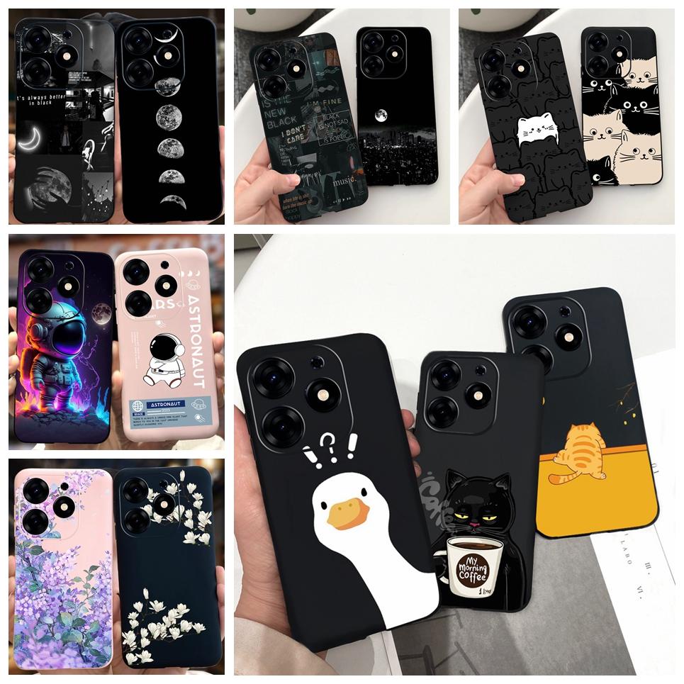 For Tecno Spark 10 Pro 10C Spark 9 Pro 9T Spark 8C Spark 7 Phone Case Black Sky Moon Night Stylish Bumper Shell Liquid Silicone