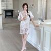 Sweet Wind Champagne Solid Color Pajamas Women's 1011 Summer New Short Sleeves Loose Can Be Worn Outside Loungewear Two-piece Set