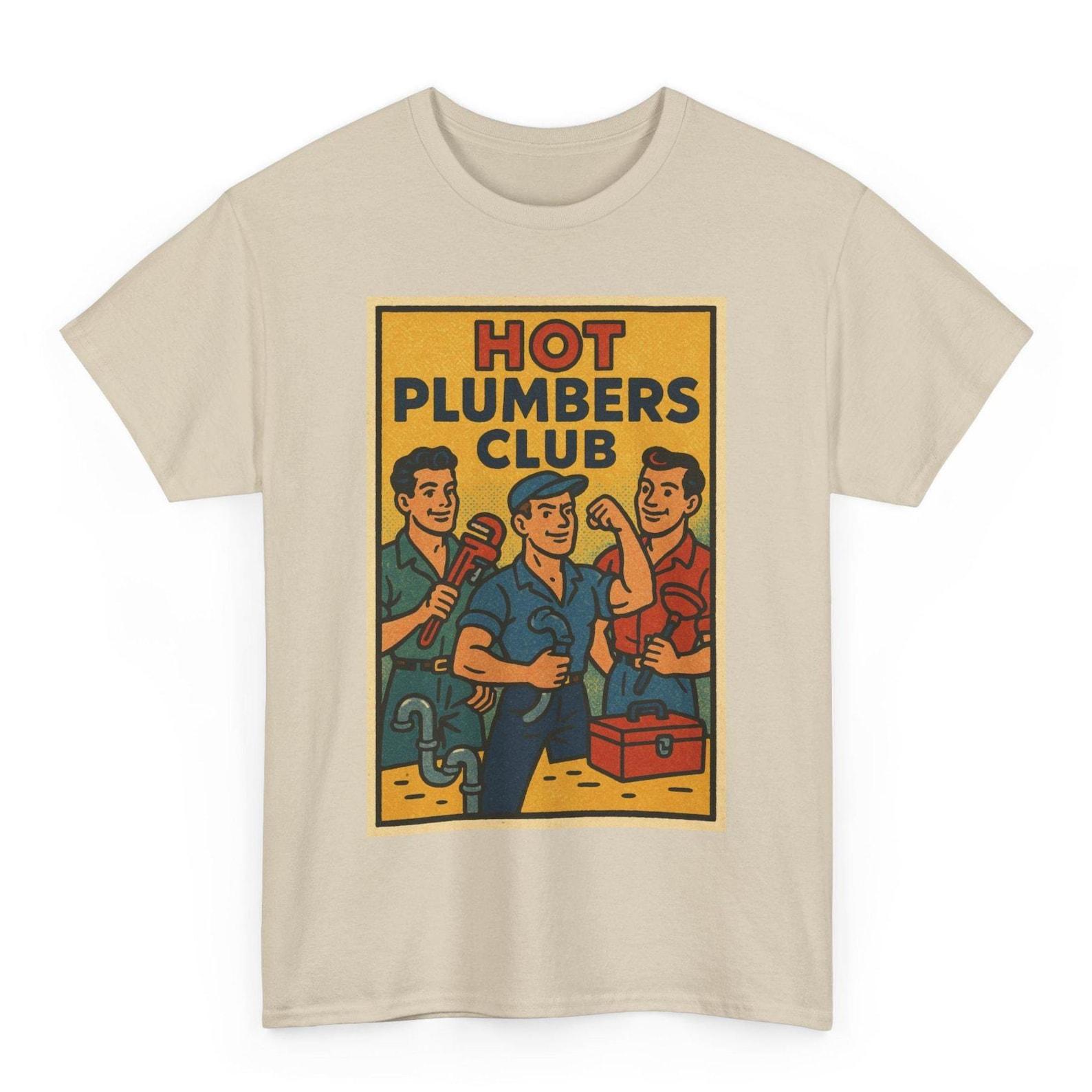 Hot Plumber Club T-Shirt: Retro Comic Graphic Tee M