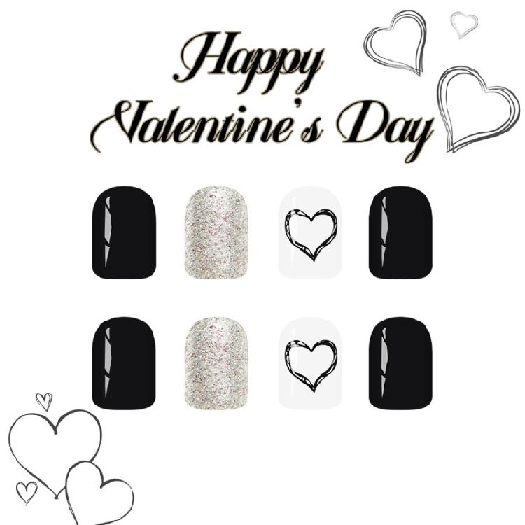 NonToxic ABS Fake Nail 24PCS Valentine Theme Short Artificial Nail With Heart Designs For Valentines Party Wear