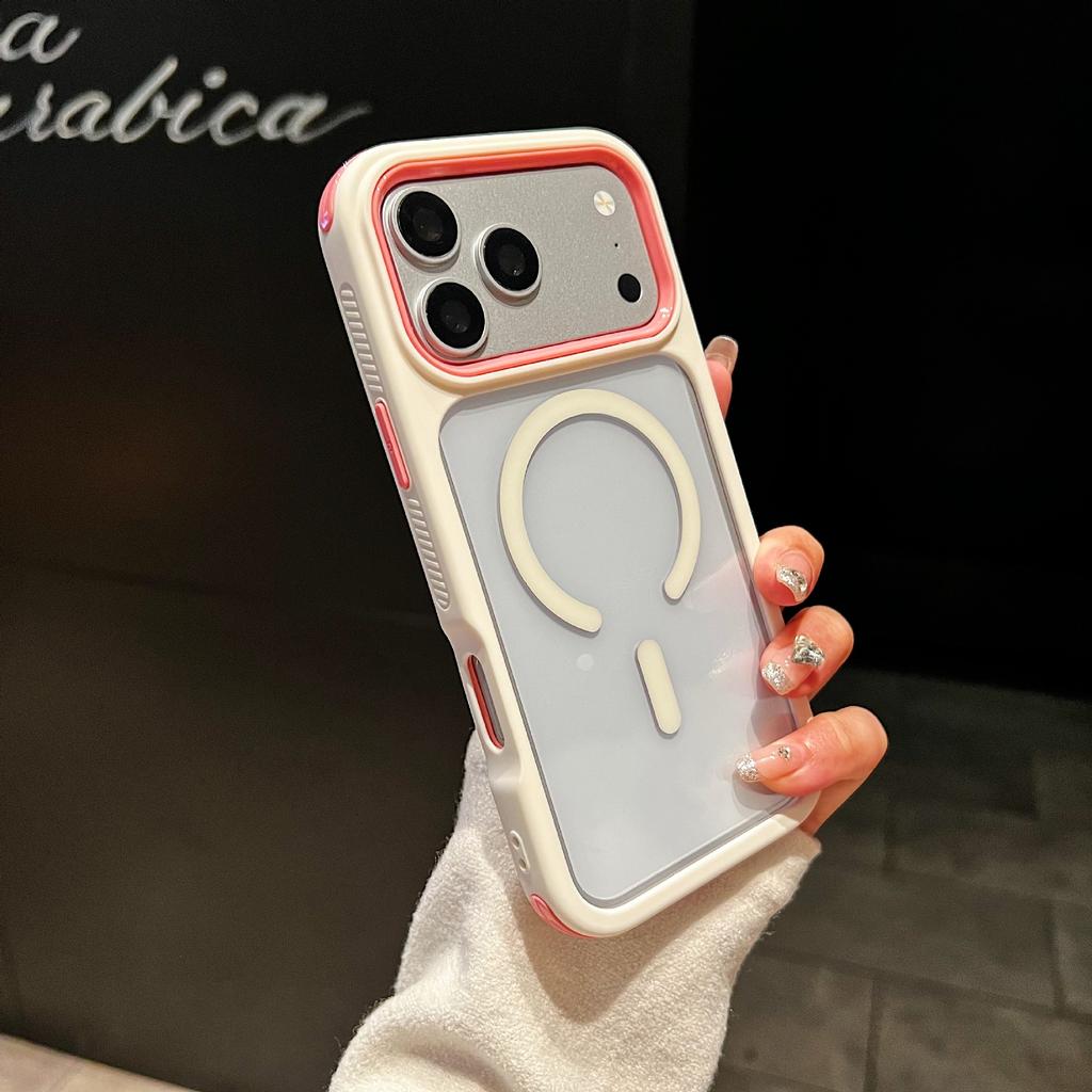 2-In-1 for iPhone17Promax mobile phone case 16pm Apple 15 high transparency magnetic 14 color frame 13