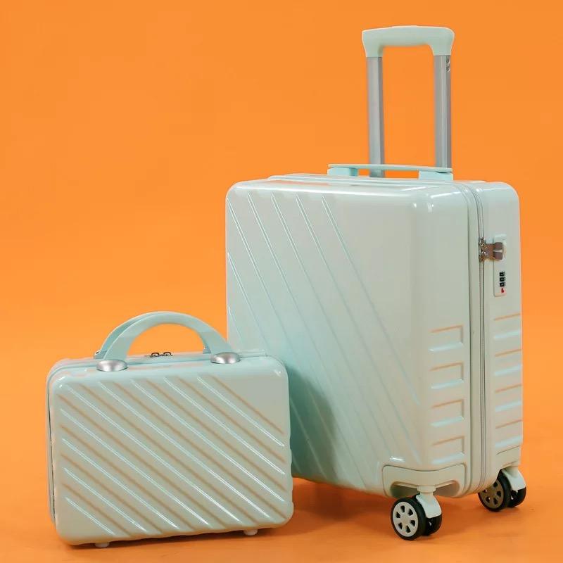 2 bucăți/set valiza de călătorie 18''20 inch bagaj rulant pentru cabină cărucior geantă set de bagaje pentru femei cu geantă cosmetică la modă