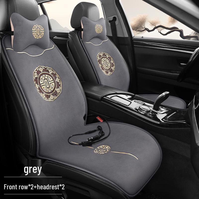 Set di Tappetini Riscaldanti per Sedili Auto Invernali 12V: Peluche, Elettrico, 3 Pezzi Stile Nazionale
