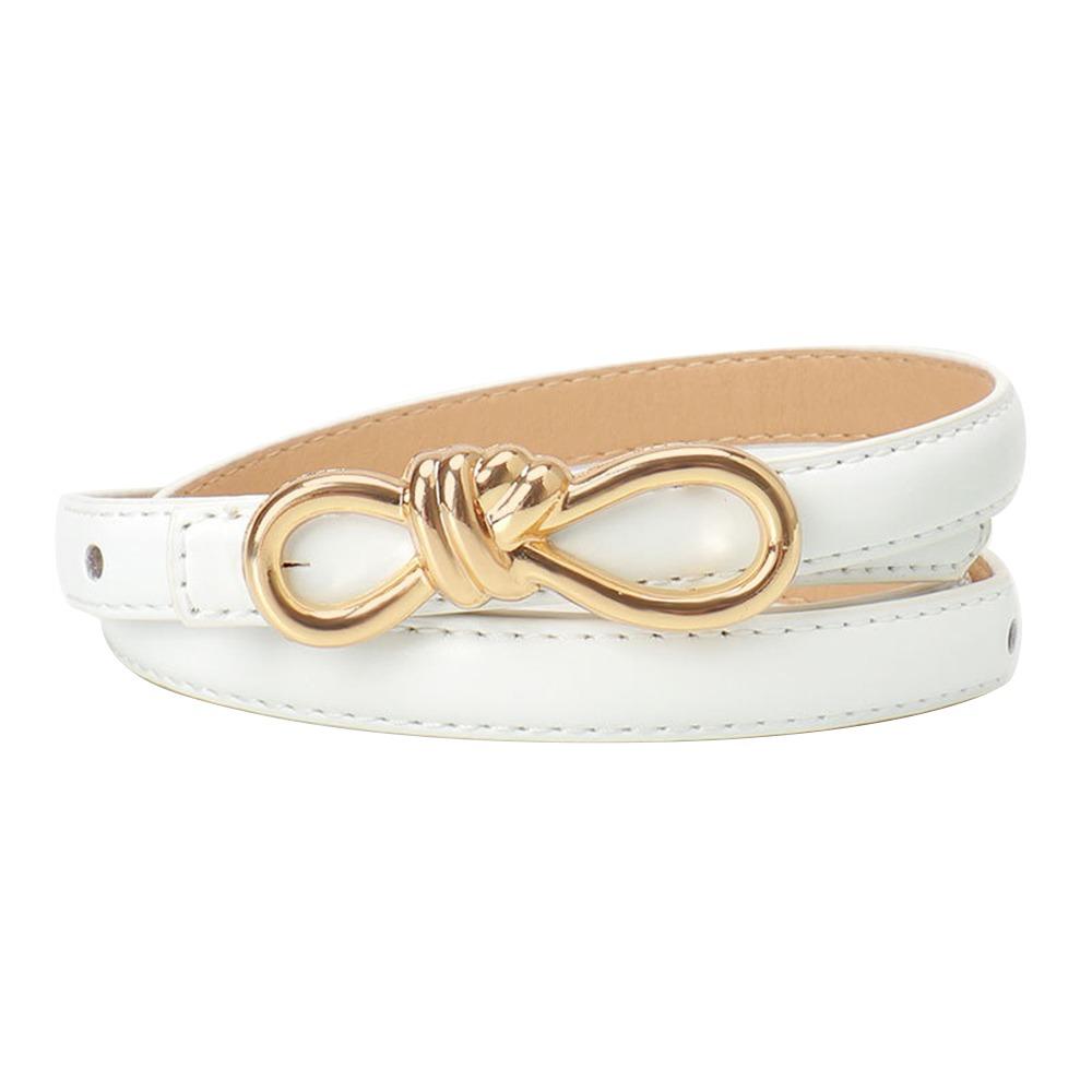 

Alloy Buckle Skinny Waist Straps Pu Leather Dress Coat Decorative Waistband Retro Waist Belt Women білий