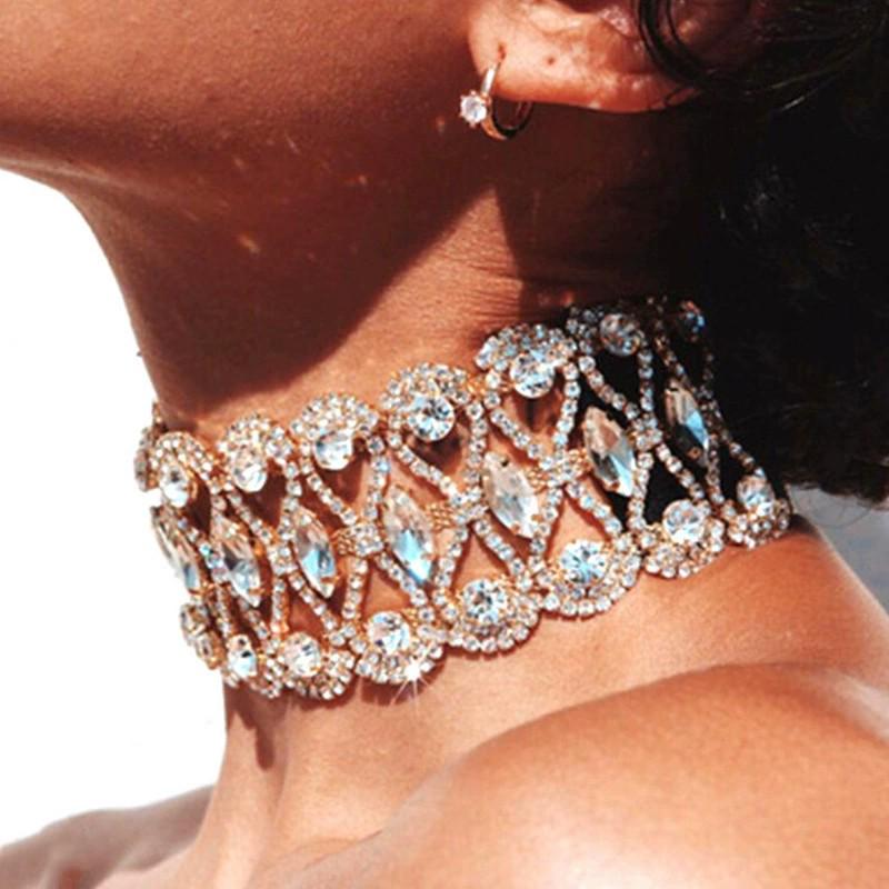 Geometric Rhinestone Choker Necklace for Women - Shiny, Versatile, European & American Style