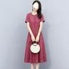 Cotton Linen Floral Midi Dress With Ruffle Details For Summer Streetwear