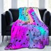 Drunk On Music Notes Flannel Fleece Blanket Travel Office Home Sofa Car Bedspread Lightweight Soft Warm Cozy Fuzzy Throw Blanket