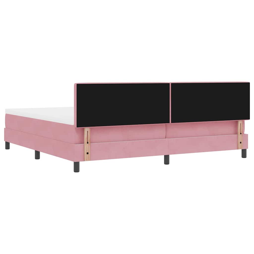 LED Box Spring Bed with LED Light Strips Pink 200 x 200 cm Velvet