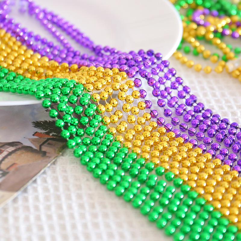 Carnival Bead Chain Necklace New Orleans Holiday Party Necklace Decorative Plastic Bead Chain