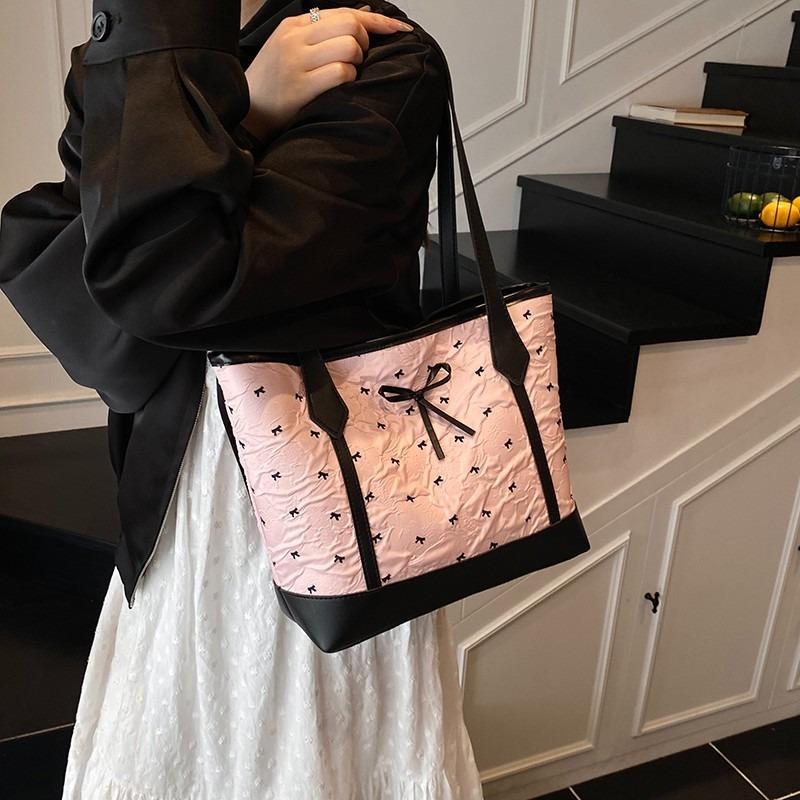 Ballet seersucker women's bag bow tote bag large capacity versatile fashion shoulder bag women's bag