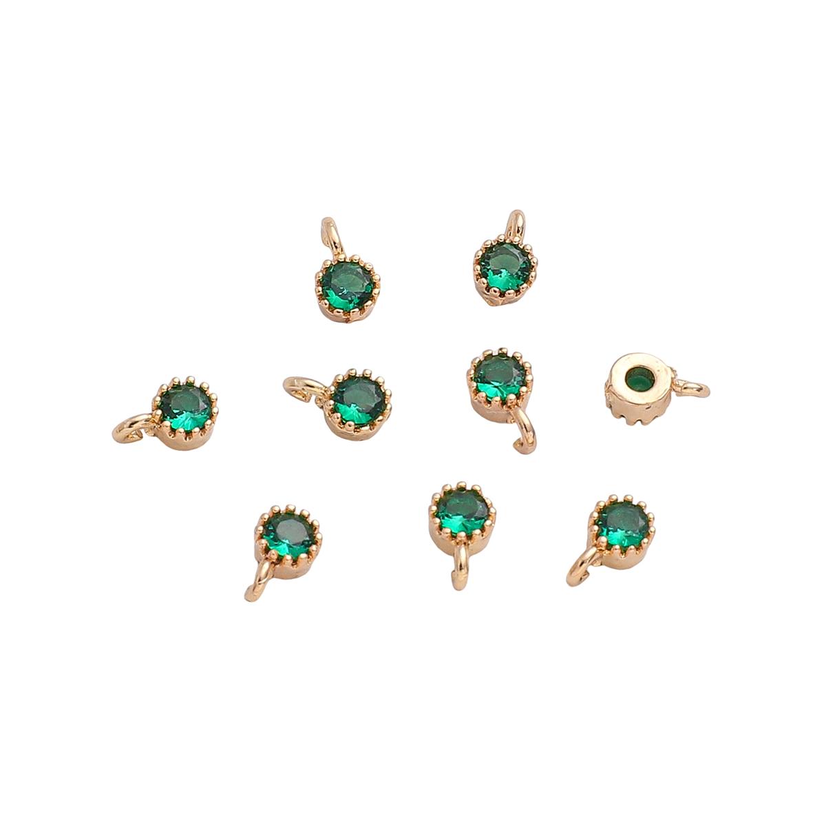 

Латунный круглый подвеска-подвеска с кристаллом циркона для серег, браслетов, ожерелья, DIY ювелирных изделий, аксессуары 4x6mm 2pcs зелёный