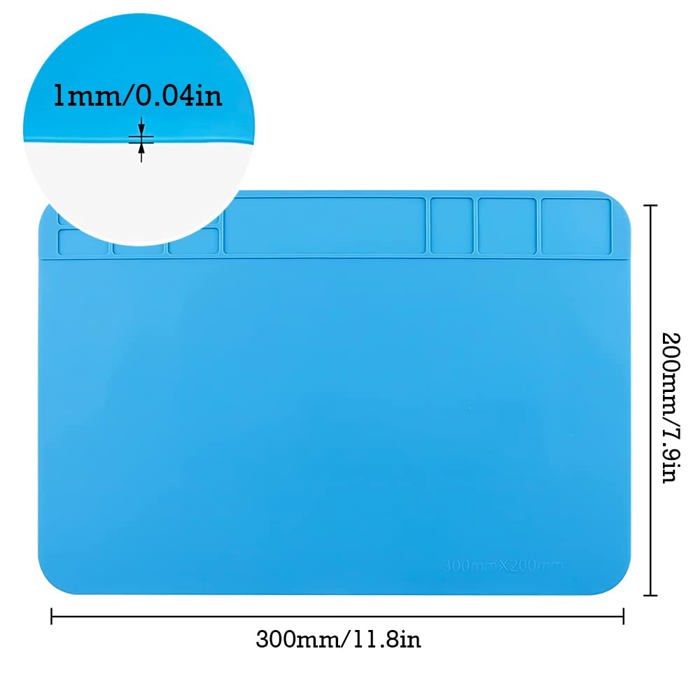 Tapis de soudure - BANTI - Silicone - Antistatique - Résistant à 500°C - 300x200mm