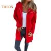 Women Jacket Windbreaker Style Hooded Zippered Pockets Solid Color Zipper Closure Thermal Long-Sleeved Biking Hiking Workout Spring Fall Winter Coat