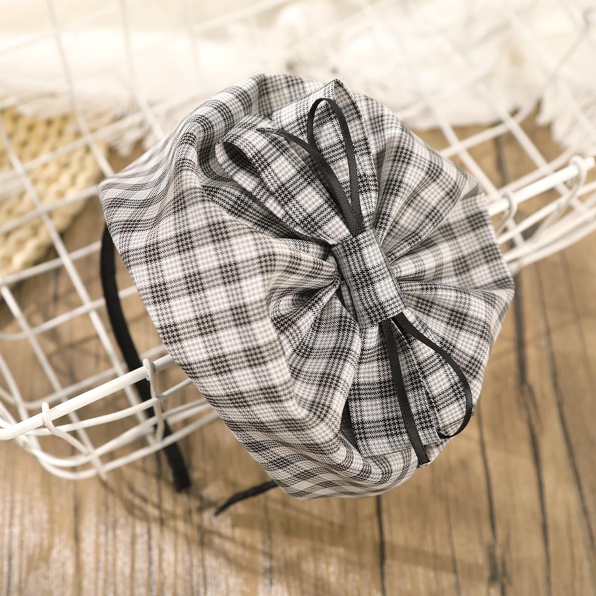 

AWAYTR Клетчатая шляпа-бант, повязка для волос, модные тканевые резинки для волос, обруч, плетеная повязка на голову для взрослых девушек, головной убор