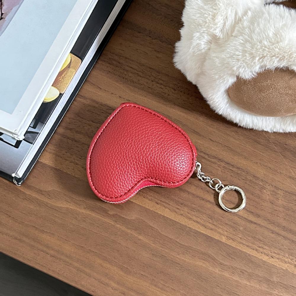 Pendant Heart Shape Wallet Zipper Cute Card Holder Change Bag PU Leather Coin Purse  Outdoor
