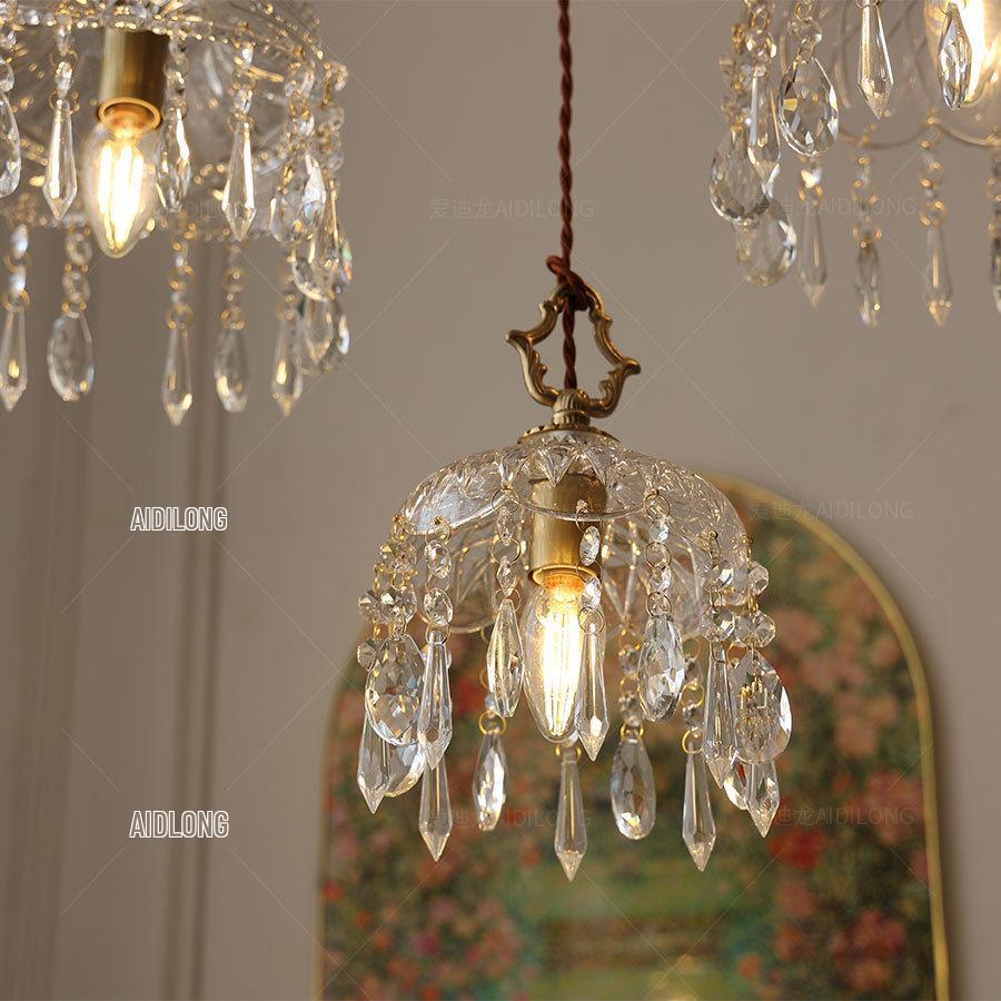 American Retro Crystal Chandelier for Hallway, Bedside, Balcony, and Cloakroom.
