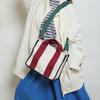 Korean Premium Canvas Portable Small Square Bag Shoulder Bag Size Contrasting Color Commuter Hand Carry Commuter Bag Messenger Bag
