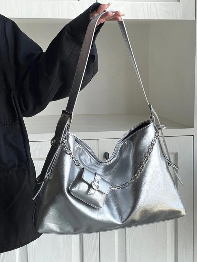 Faiable Women s Tote Bag Underarm Bag Large Capaci Versatile Single Oulder Buet Bag Sli 2026 New Arrival Handbags for Women серебряный