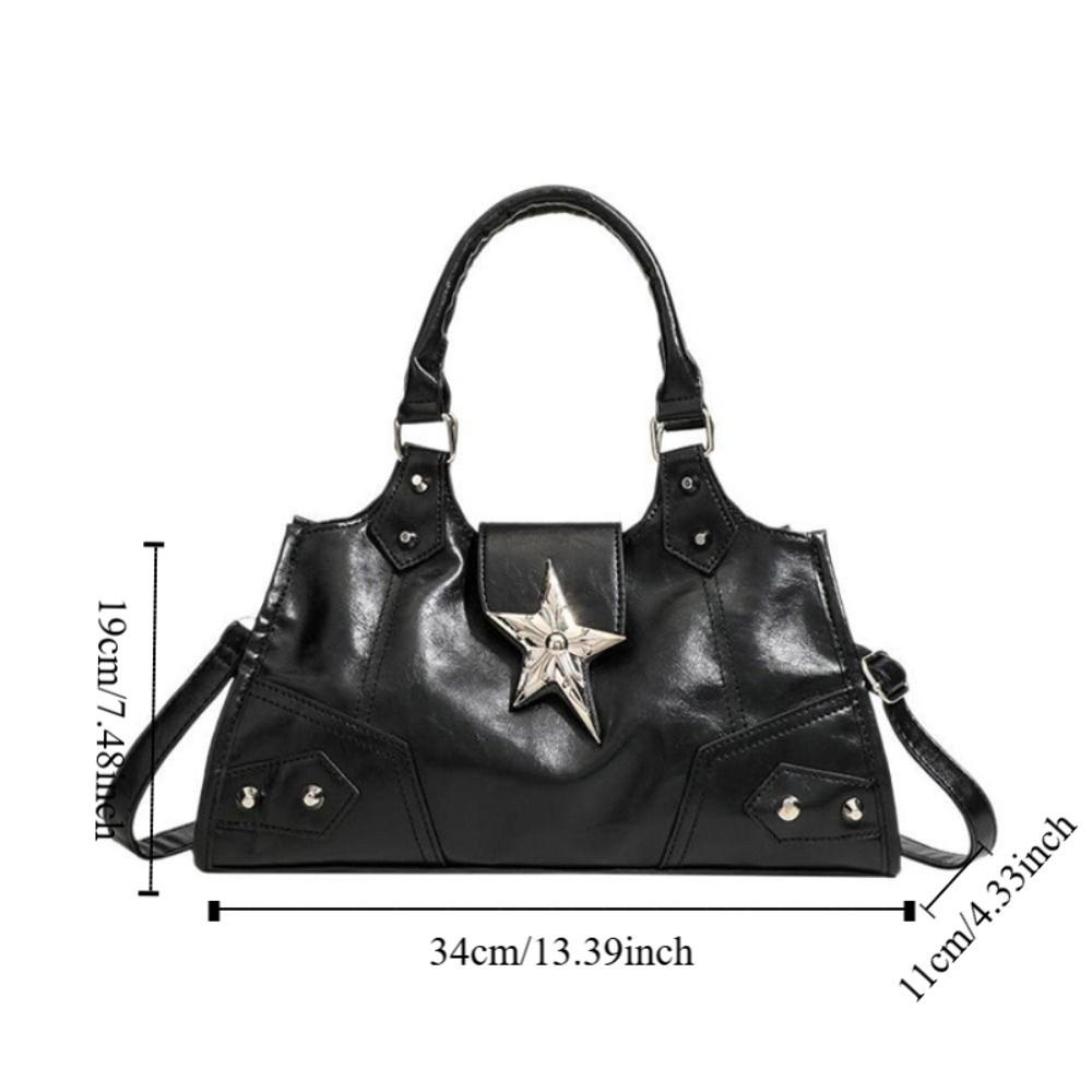 PU Leather Gothic Star Crossbody Bag Large Capacity Y2K Shoulder Bag Girls