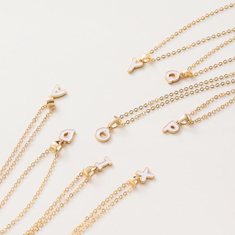 Name Initial Necklace For Women Simple Enamel A-Z Alphabet Pendants Choker Letter Necklaces Fashion Clavicle Chain Jewelry Gifts