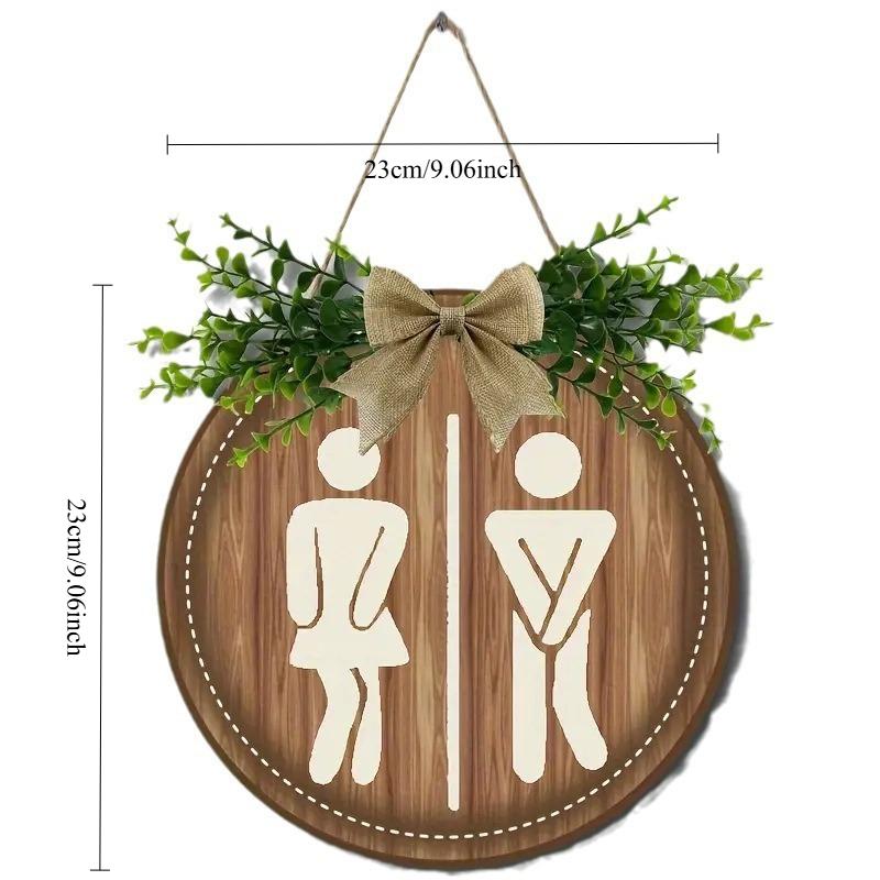 Wooden Bathroom Gender Sign Toilet Decor Plaque Farmhouse Style Wall Hanging Rustic Home Decor Signage